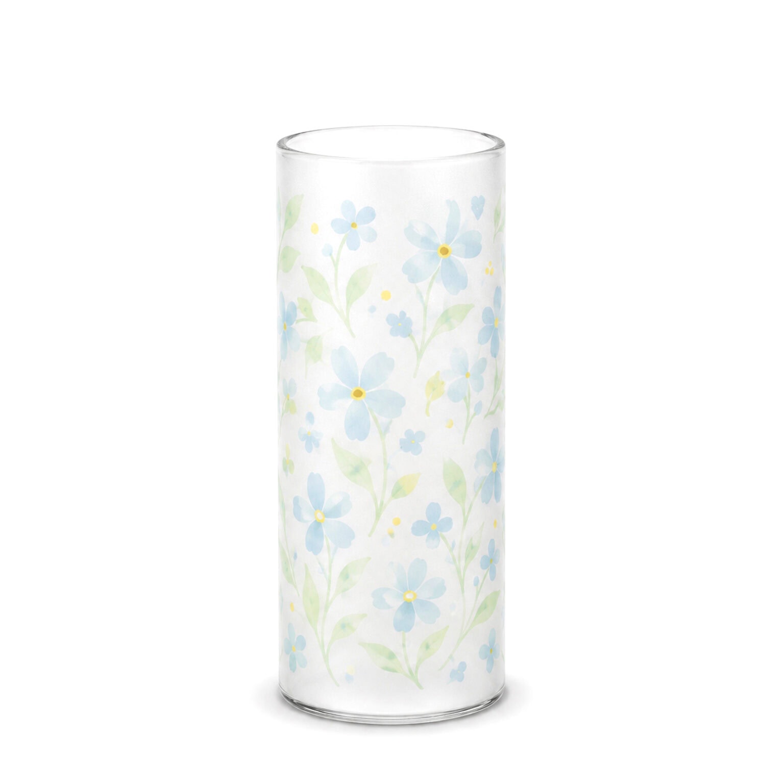 Custom glass tumbler with floral printed design