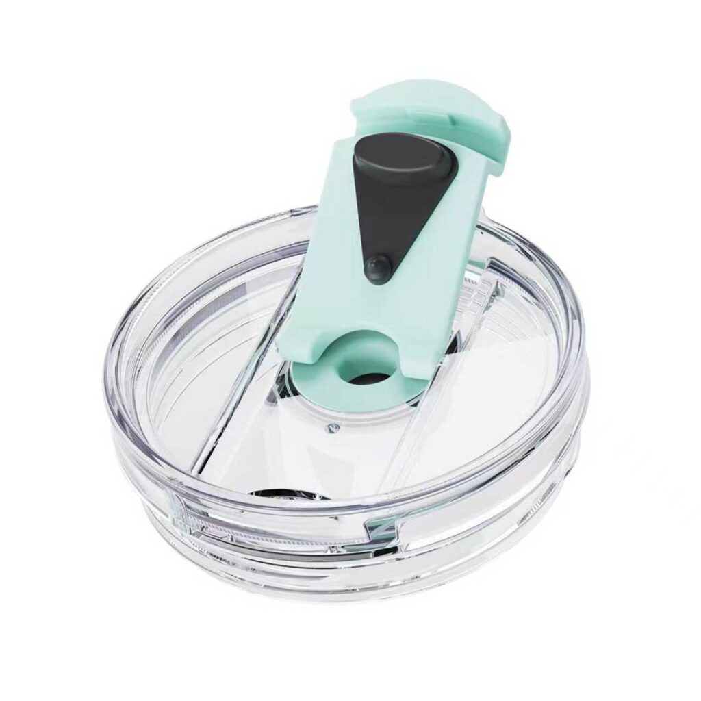 Push-button lid option for custom stainless steel tumbler