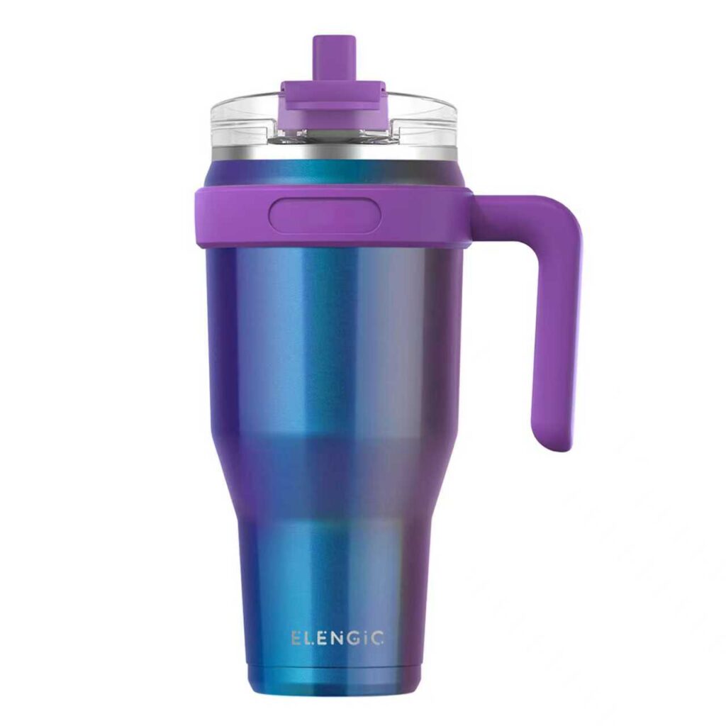 PVD coated stainless steel tumbler with straw