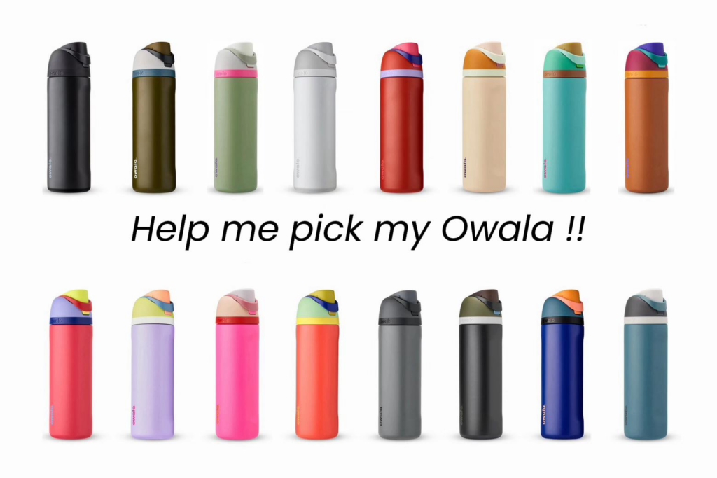 Array of dopamine color-blocking Owala style custom water bottles demonstrating multi-component digital color management by Elengic