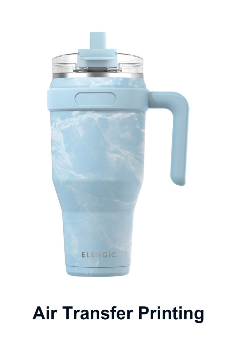 Air transfer printing finish for custom tumblers