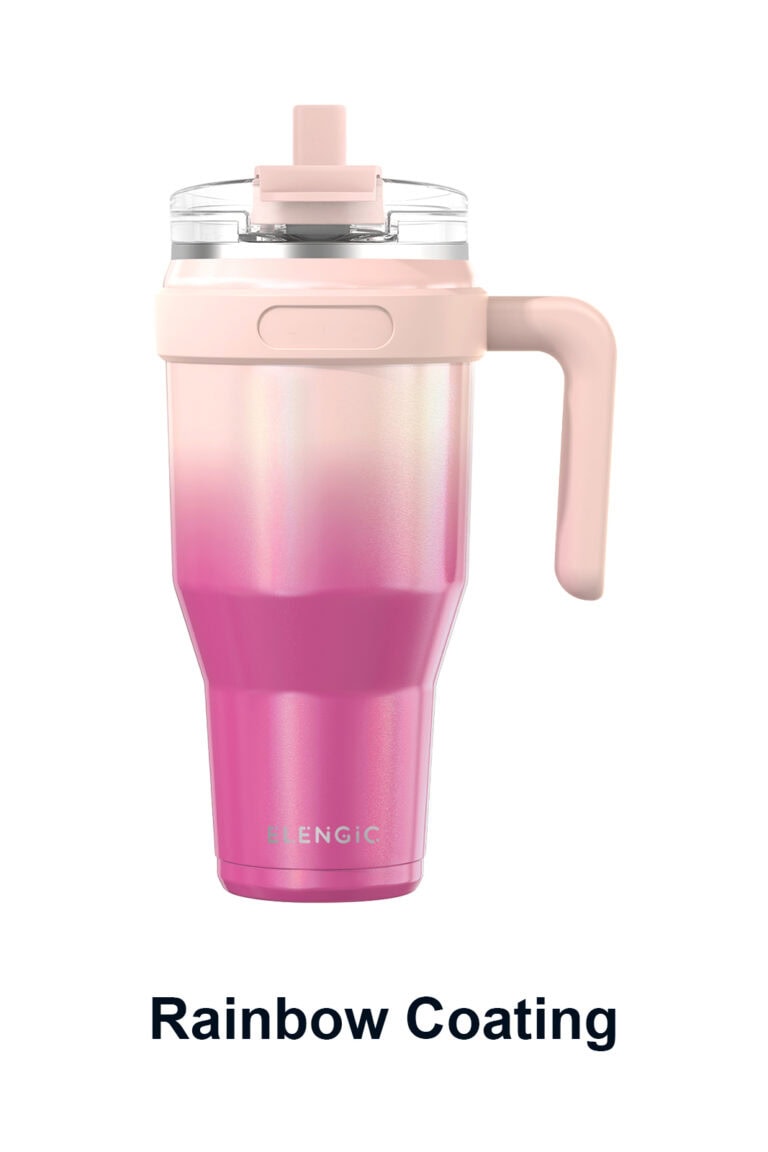Rainbow coating option for custom stainless steel tumblers