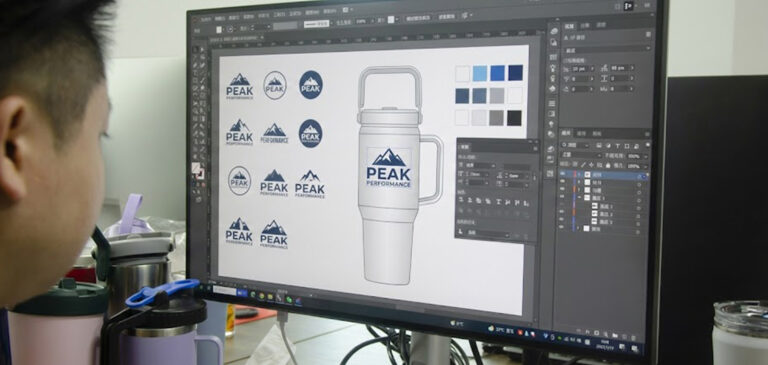 tumbler logo artwork preparation and sample development for custom drinkware manufacturing