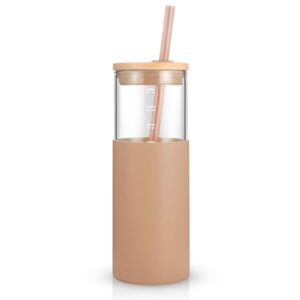 24 oz glass tumbler with lid and straw