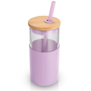 16 oz Glass Tumbler with Bamboo Lid & Silicone Sleeve | OEM