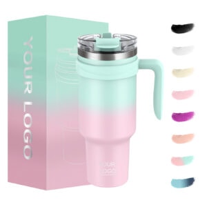40oz Custom Stainless Steel Vacuum Insulated Tumbler with Handle & Straw Lid