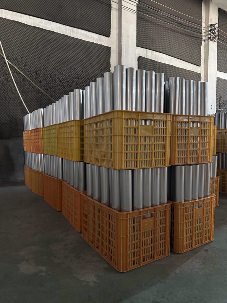 Stainless steel tumbler bodies prepared for production